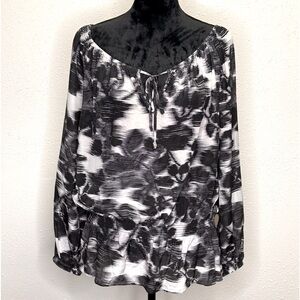 Michael Kors 100% Silk Off-Shoulder Blouse with Elastic Waist - Plus Size 2X